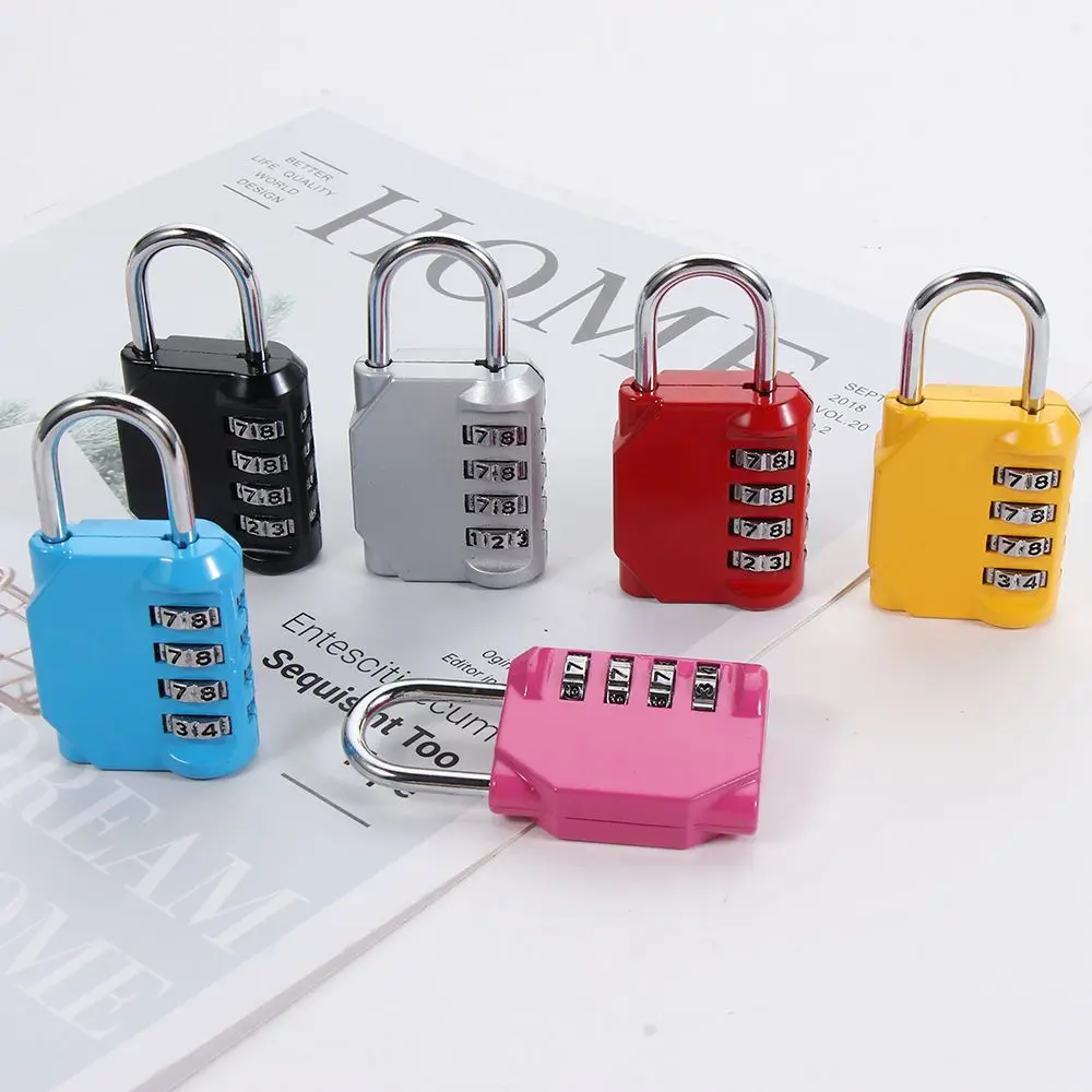 Rust-proof Metal Code Lock Resettable Password Lock Travel Accessories 4 Dial Digit Padlock