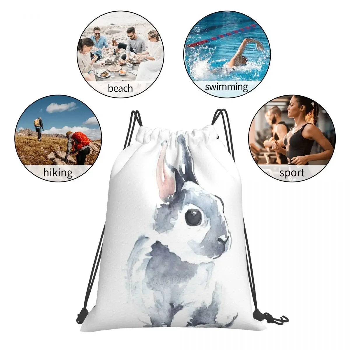 Sacs à dos Moon Rabbit II pour hommes et femmes, sacs à cordon de proximité portables, sac à chaussures de poche Bundle, sac à livres pour étudiants, mode