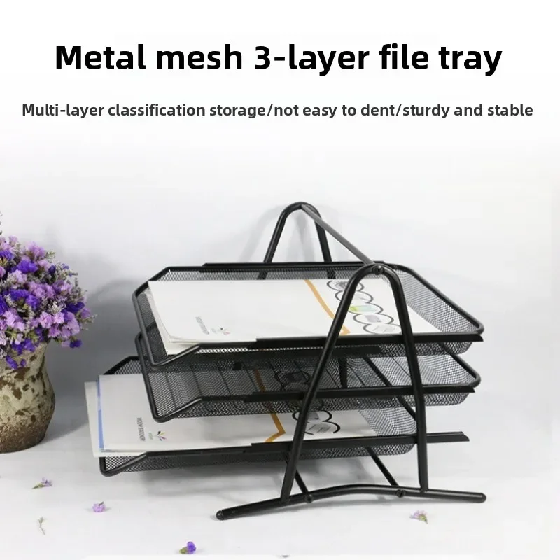 Home Storage & Organization Home Office Pull Out Metal 3 Tier File Tray A4 Document Organizer Office Desktop Storage Rack