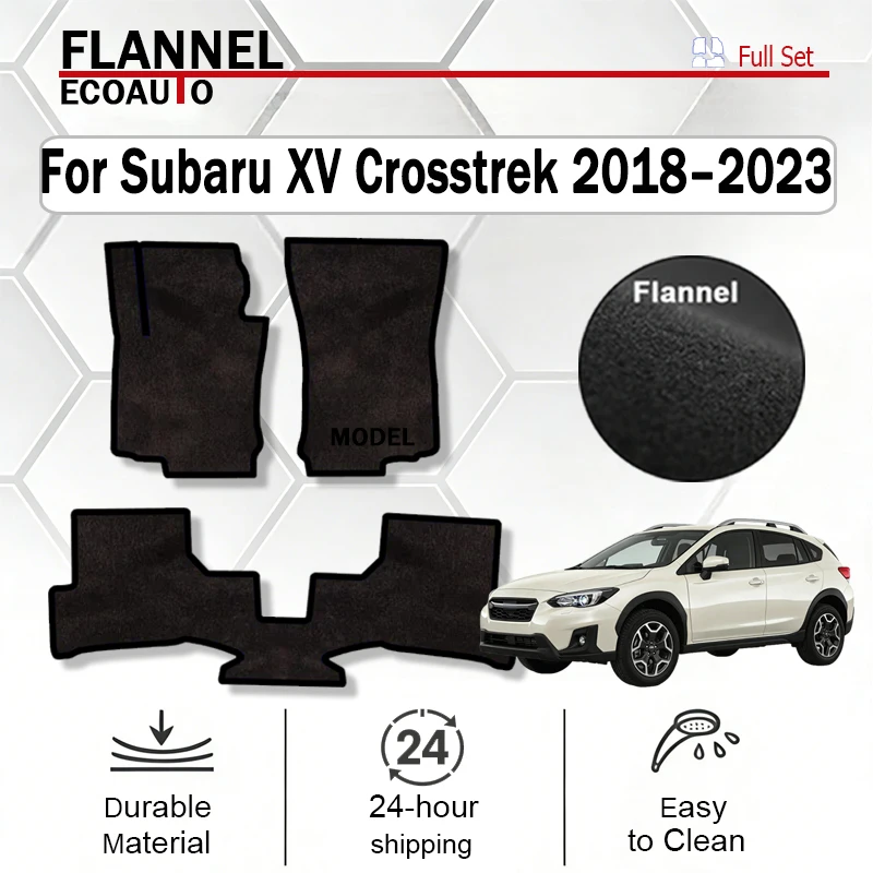 

Автомобильные коврики ECOAUTO из фланели с кнопками для Subaru XV Crosstrek 2018–2023 GT, водонепроницаемые, нескользящие, специально для данной модели, напольные коврики