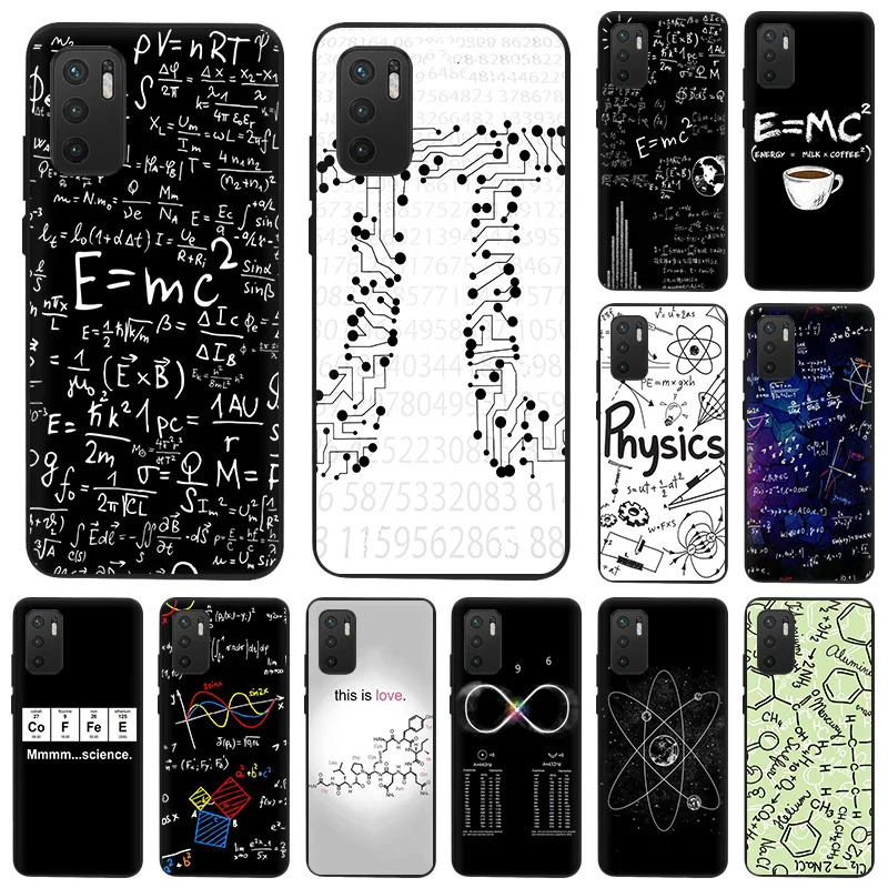 Phone Case For Xiaomi Redmi Note 11 9 10 Pro Max 5G 8T 9T 9s 7 9C 7a 9A 8 8A Physics Science Mathematics Formula TPU Black Cover