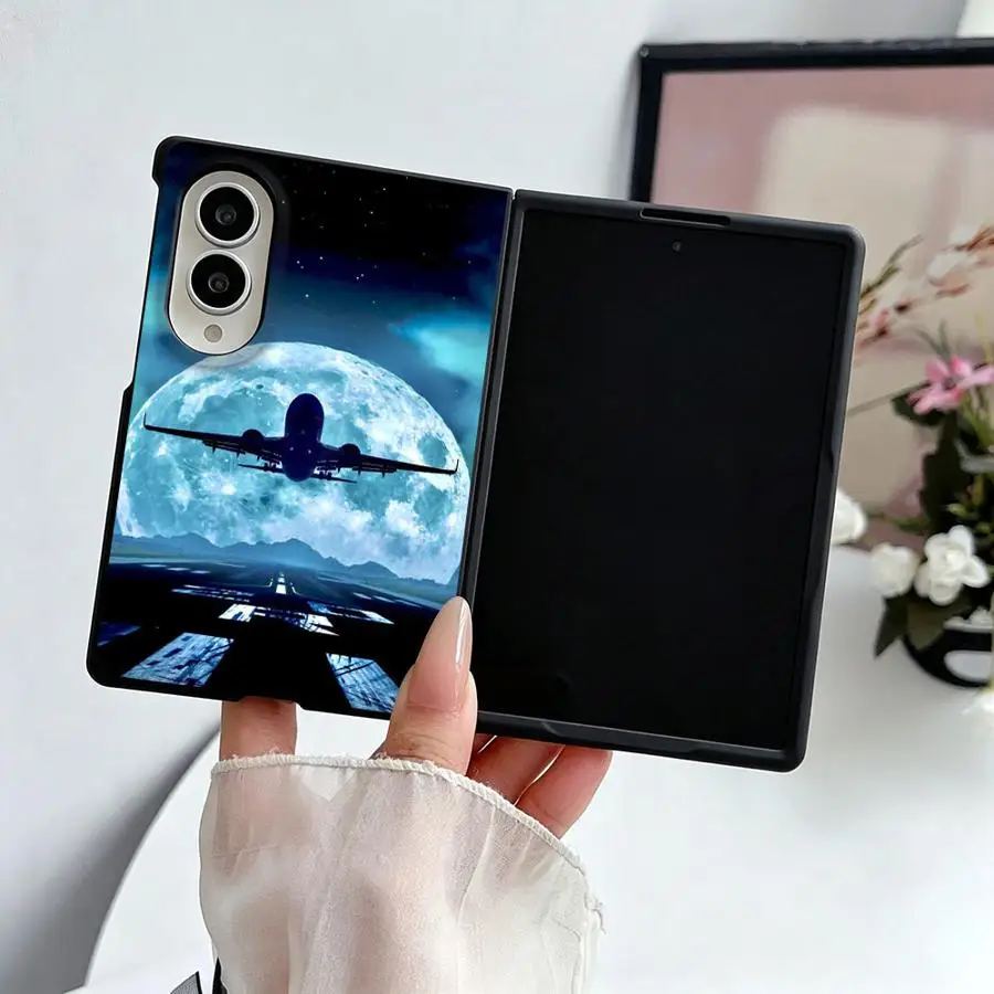 Luxury Phone Cover Case for Samsung Galaxy ZFold8 Z Fold8 Wide ZFold Wide Z Fold 8 Aircraft And Moon