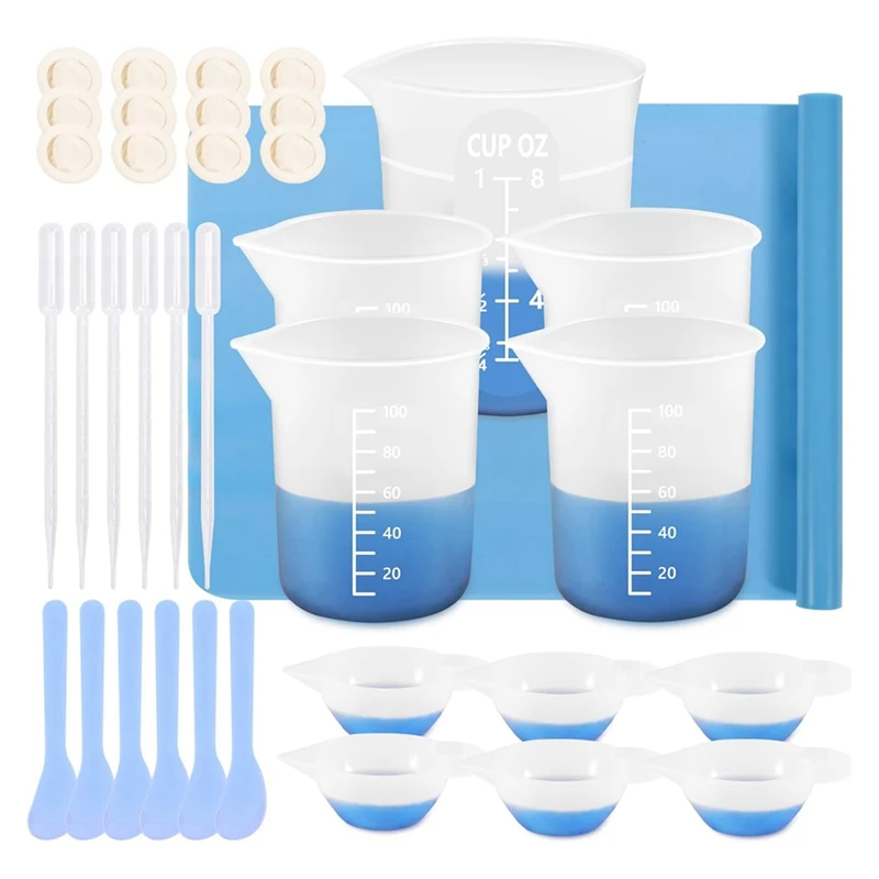 

Silicone Measuring Cups For Resin, Resin Supplies With 250&100Ml Silicone Cups, Resin Mixing Cups, Stir Sticks, Molds Durable