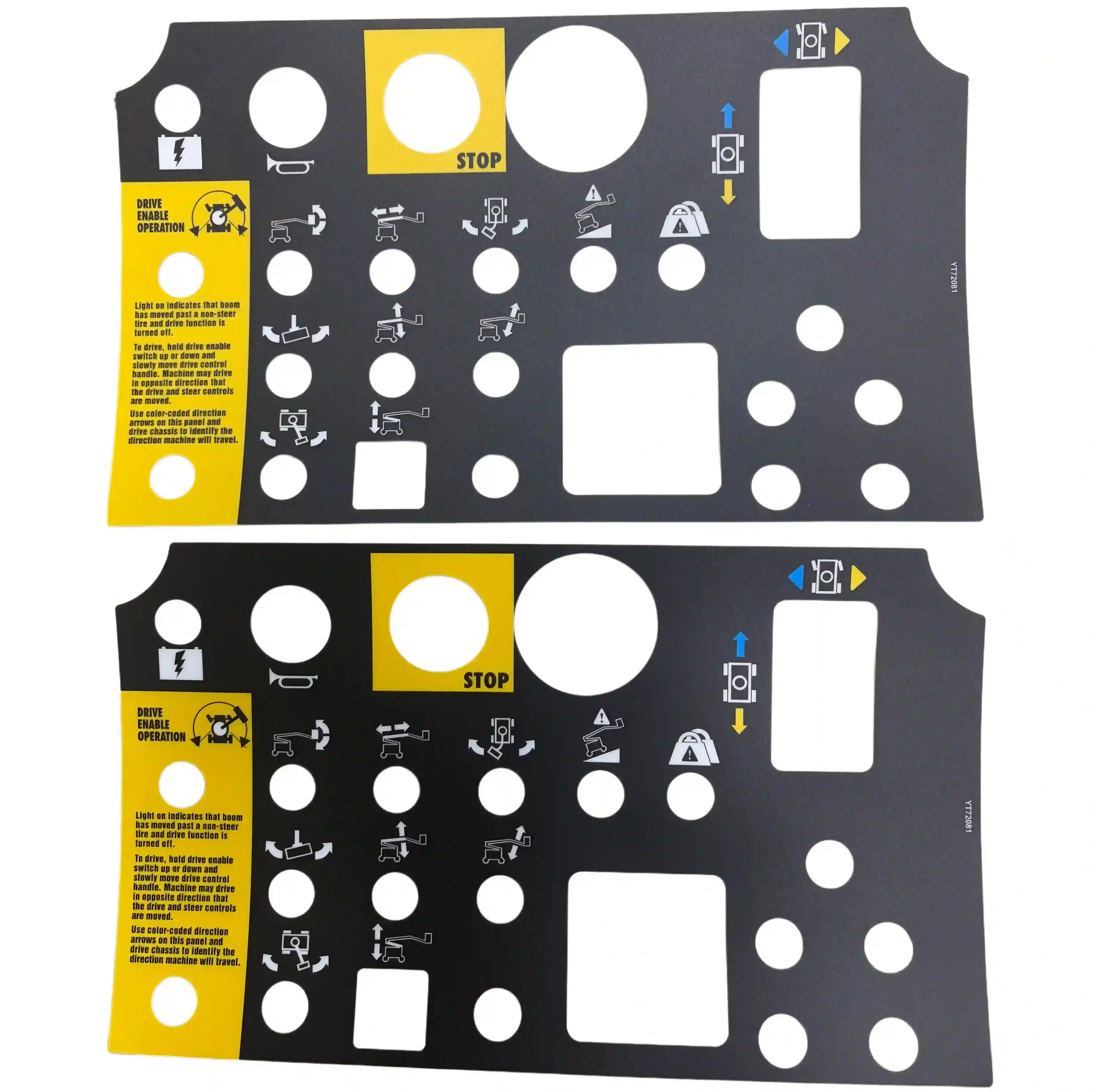 Platform Control Panel Decal 72081GT 72081 for Genie Boom Lift Z-34/22N Z-34/22 DC Z-34/22 Bi-Energy Z-30/20N