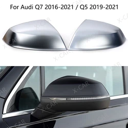 X-CAR For Audi Q7 2016-2021 Q5 2019 2020 2021 Matte Chrome Reversing Mirror Cover Side Mirror Cover Shell Housing