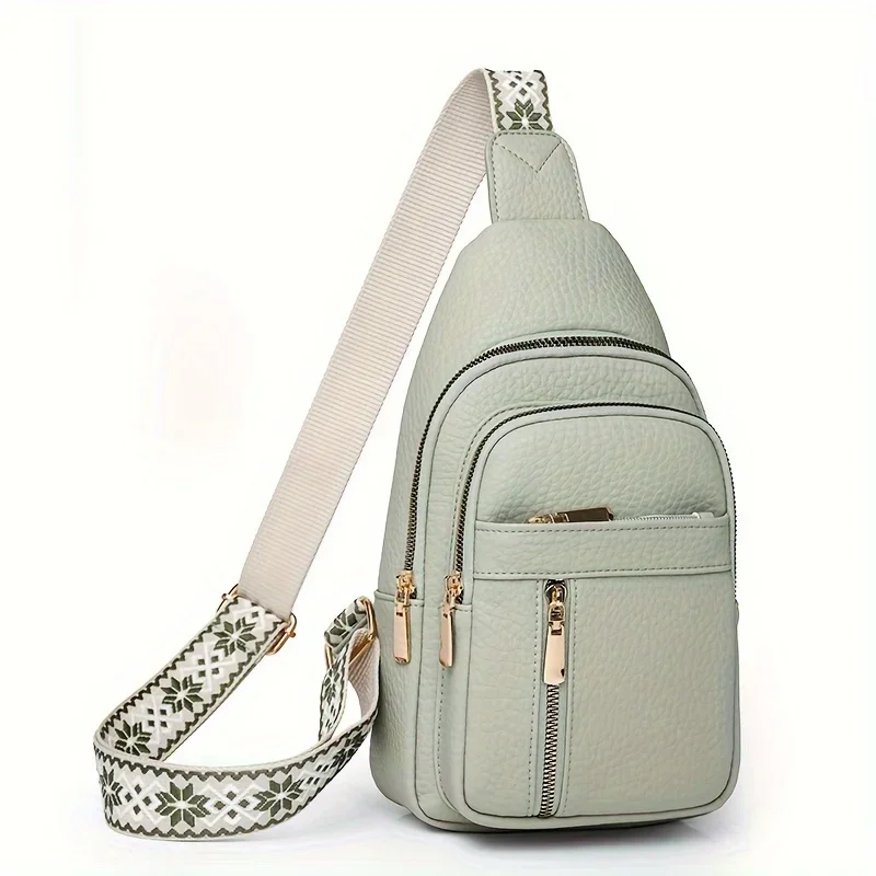 Multifunctional Retro Chic PU Soft Leather Crossbody Bag Multiple Zippered Pockets Versatile for Leisure and Sports