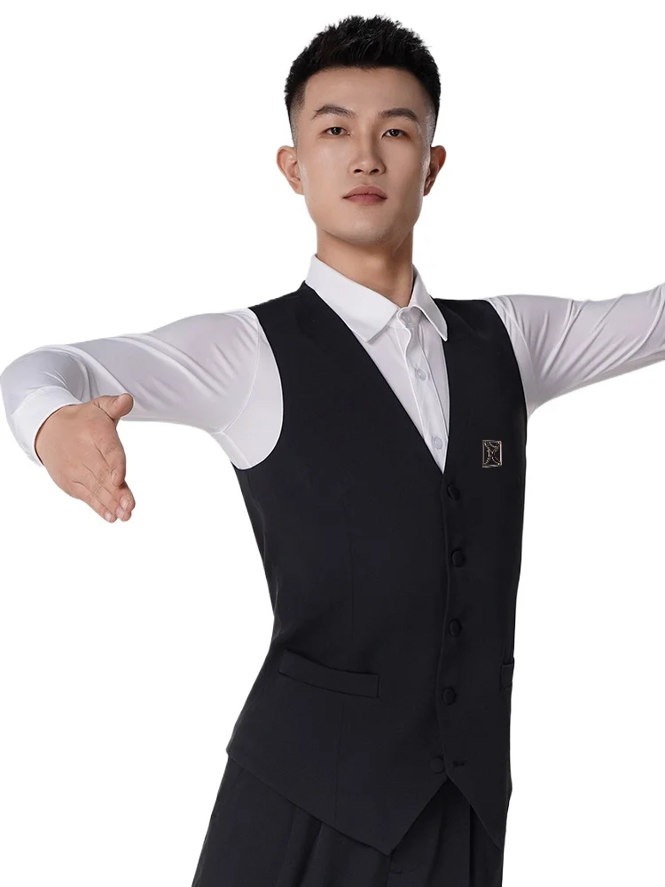 2023 Men\'s Professional Modern Dance Ballroom Dance Waltz Dance Outer Wear Vest F5007