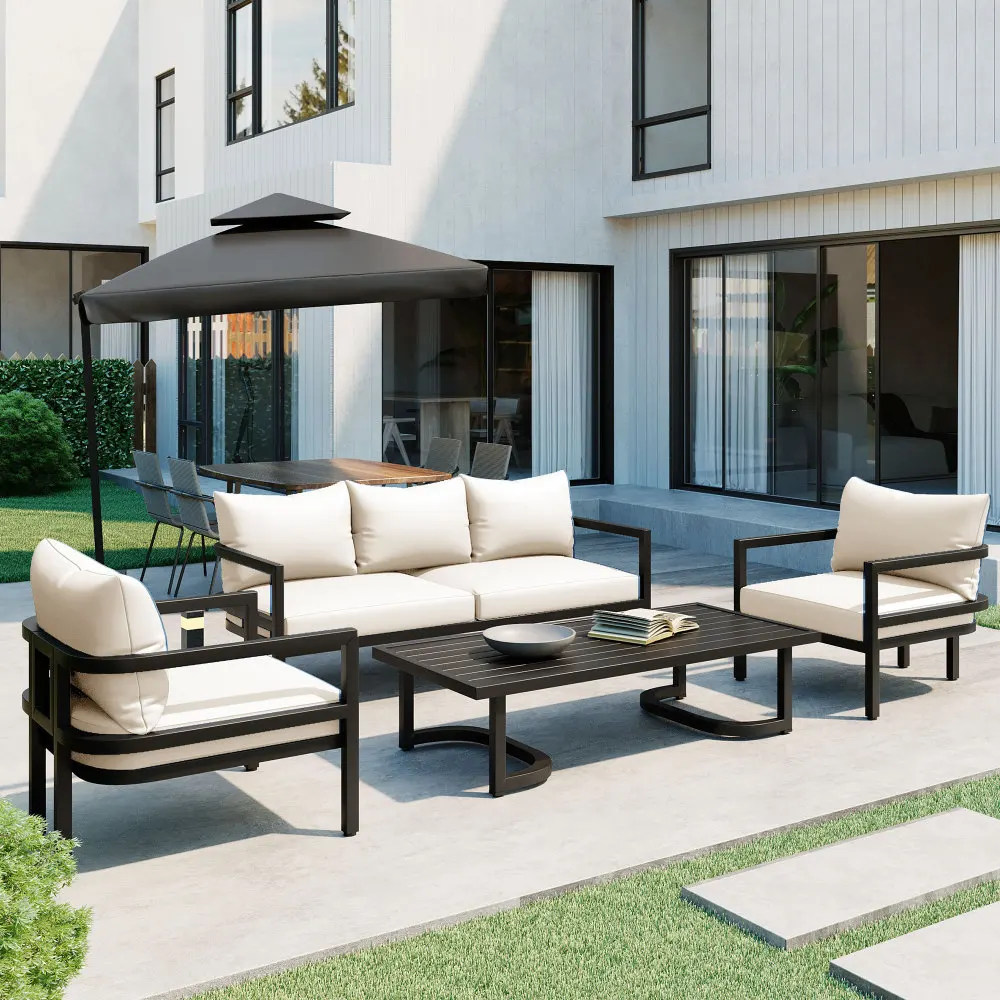 

U_Style Multi-person Outdoor Steel Sofa Set, Waterproof, Anti-rust and Anti-uv, Suitable for Gardens and Lawns