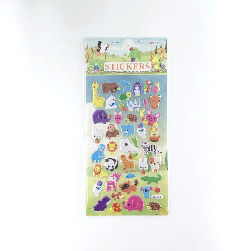 Juego de pegatinas de dibujos animados 3D para niños, pegatinas de animales, cuaderno, teléfono móvil, álbum de recortes, decoración DIY, lindo juguete, regalo de Kindgardon, 4 hojas por juego