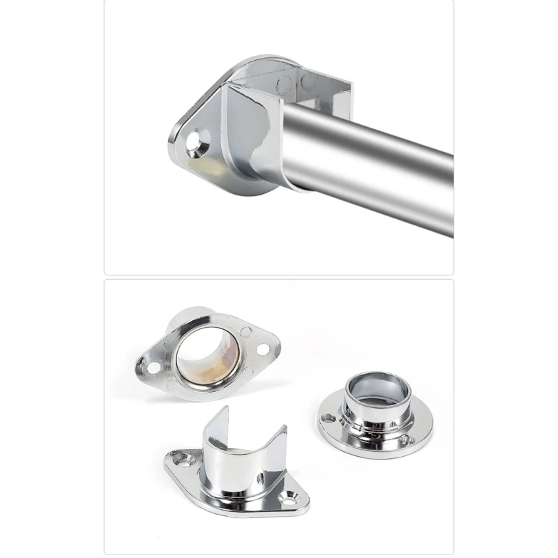 Wardrobe Rod Brackets Flange Holders Closet Poles Rod End Supports Durable Dropship
