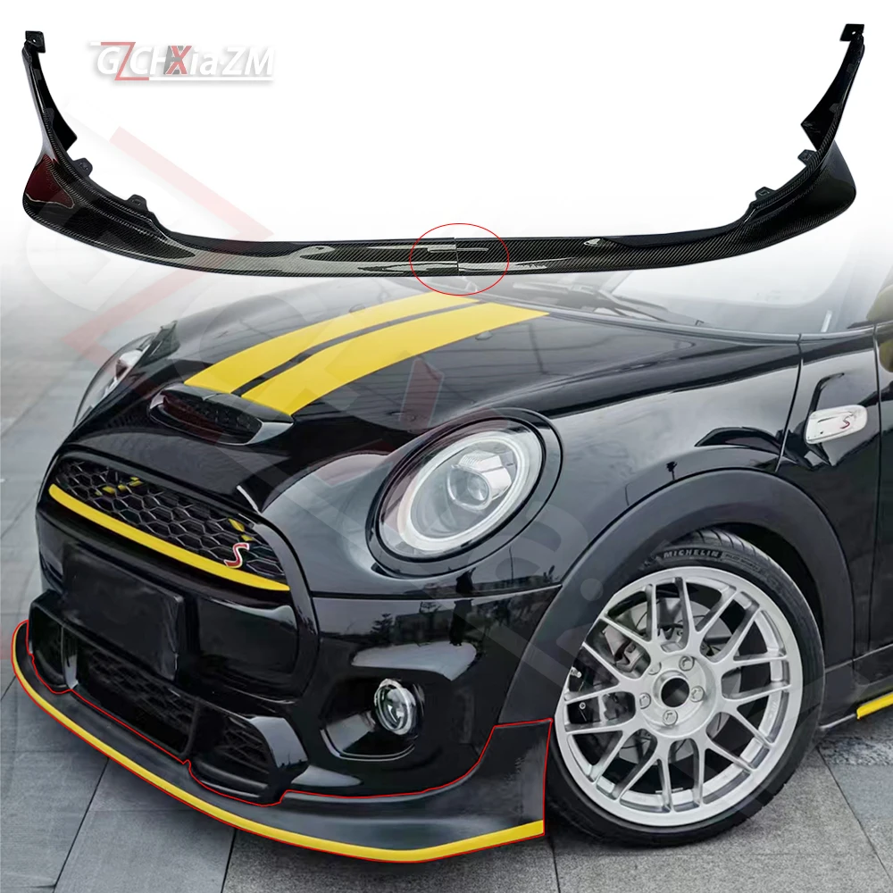 For F56 Mini Cooper S 2PCS DAG Car Body Kit Spoiler Duck Lip Guard Cover Carbon Front Bumper Lip Splitter (JCW Front Only) - Detail 1