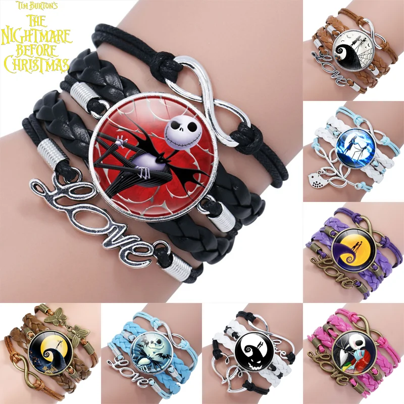 Disney The Nightmare Before Christmas Bracelet Cartoon Cute Jack Sally Fashion Jewelry Accessories Halloween for Kids Gifts