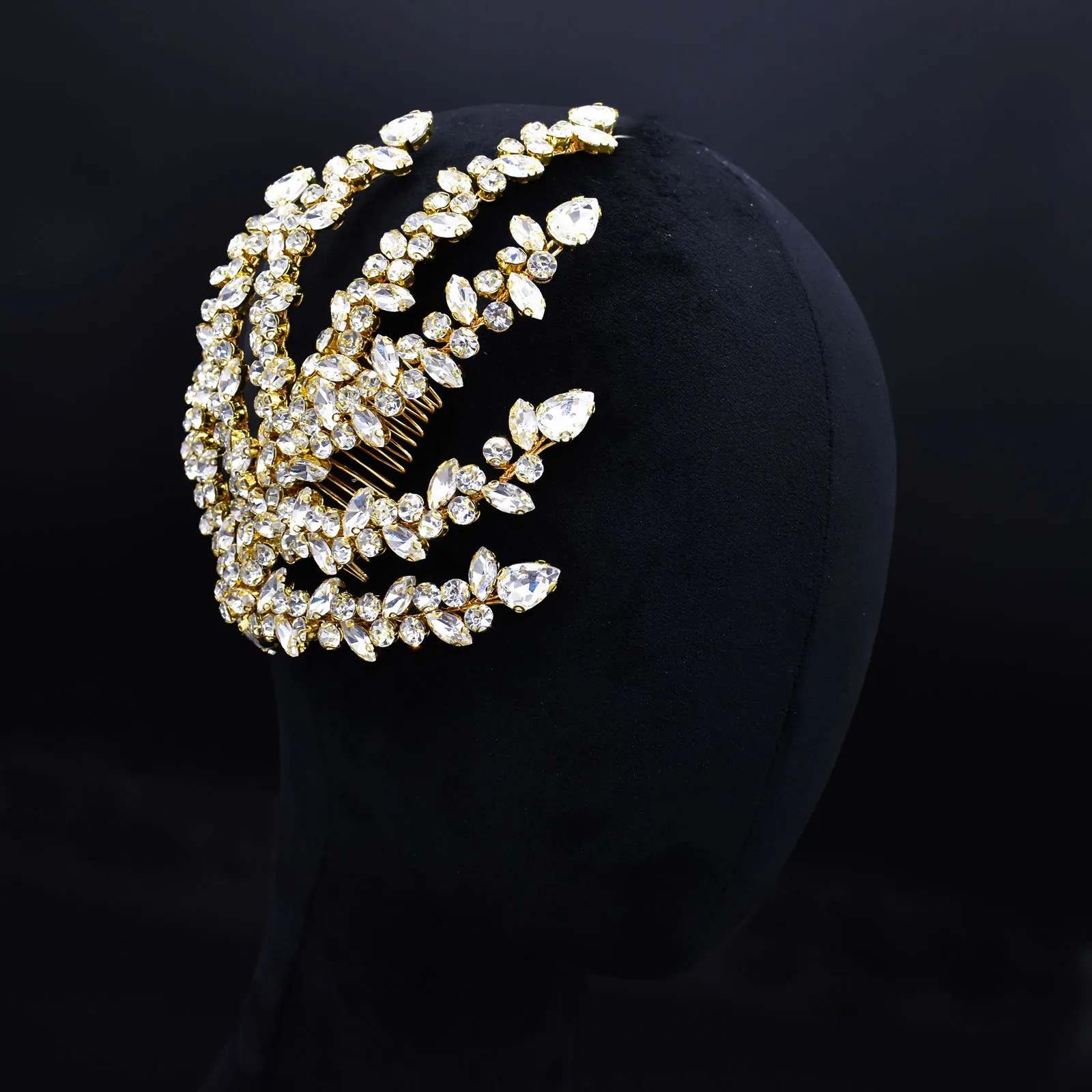 

DZ031 Golden Rhinestone Hair Accessories For Women Wedding Tiara Headpiece Crystal Bridal Comb Baroque Hair Clips Headpieces