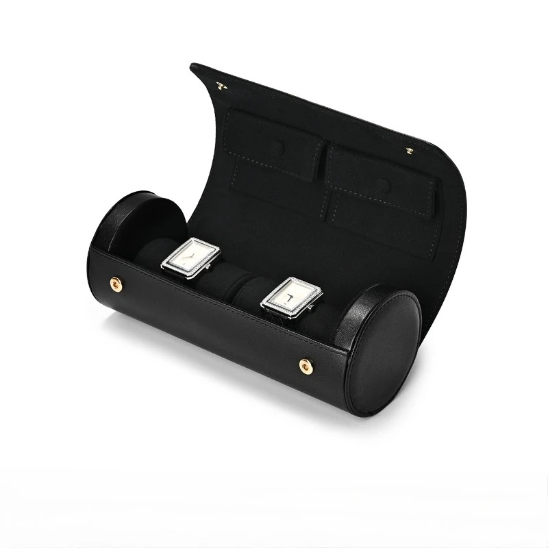 High-end PU leather watch storage box, multi-functional double-position jewelry and wristwatch portable storage bag
