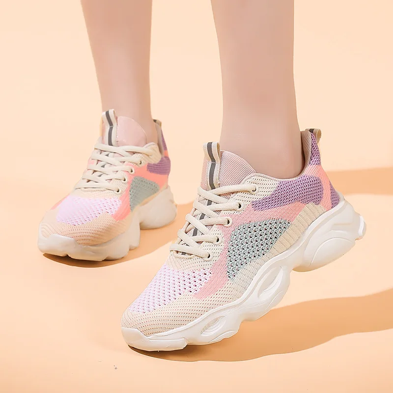 

2023 Mesh Women Sneakers Breathable men Flat Shoes Lightweight Casual Shoes Ladies Lace-up Deportivas Mujer Chaussures Femme