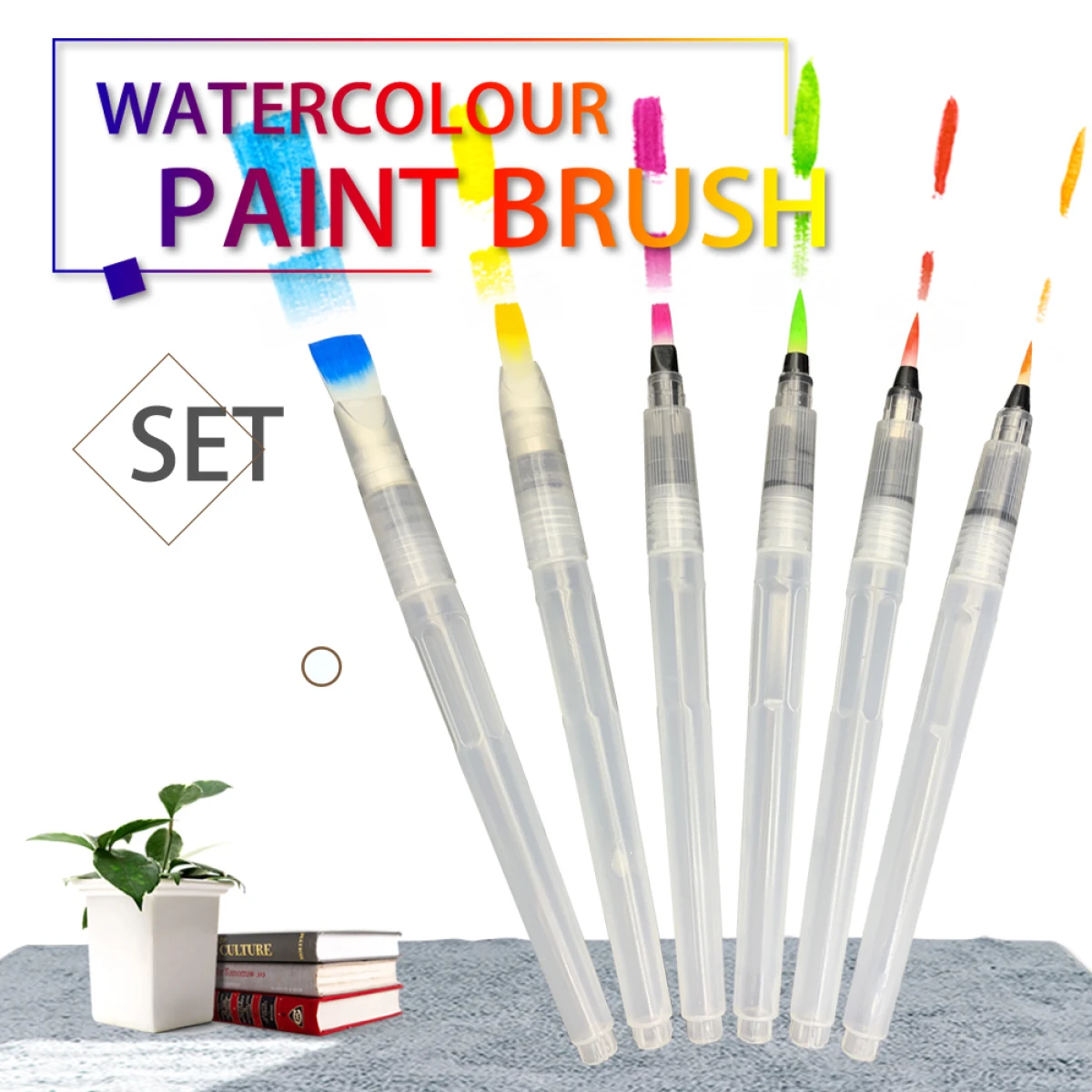 6pcs/Set Watercolor Brush, Water Soluble Colored Pencil Watercolor Brush For Beginners Or Kids, Easy To Use And Fill Painting