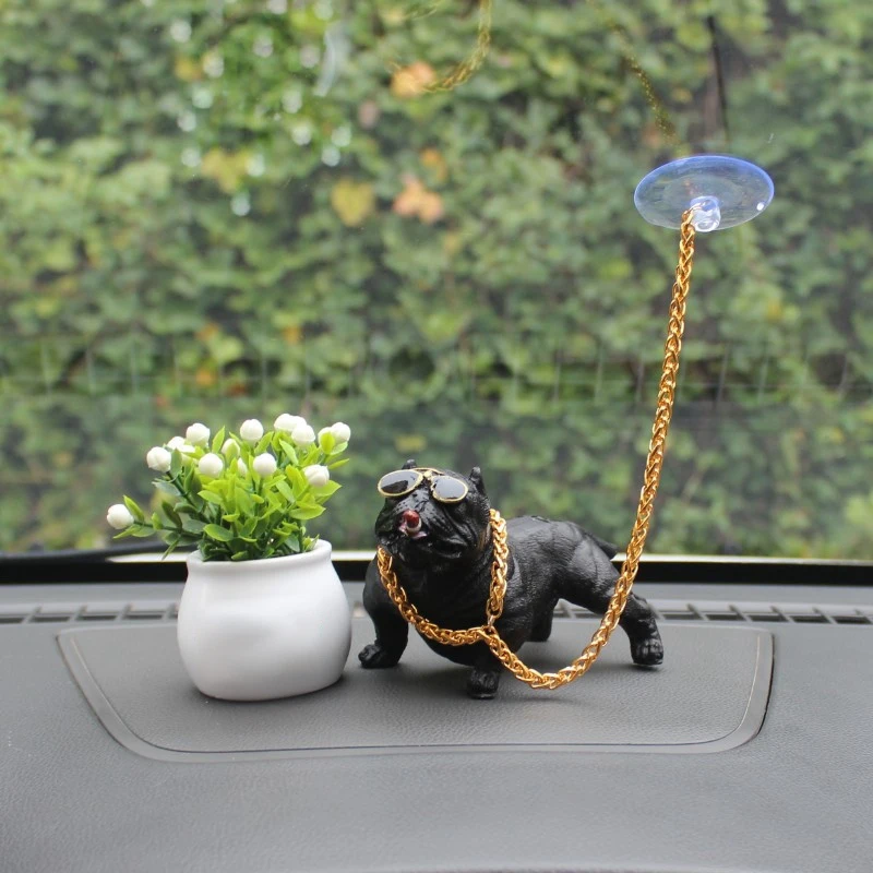 Car Dog Decoration Personality High Grade Car Interior Fashion Simulation Dog Interior Ornaments Black