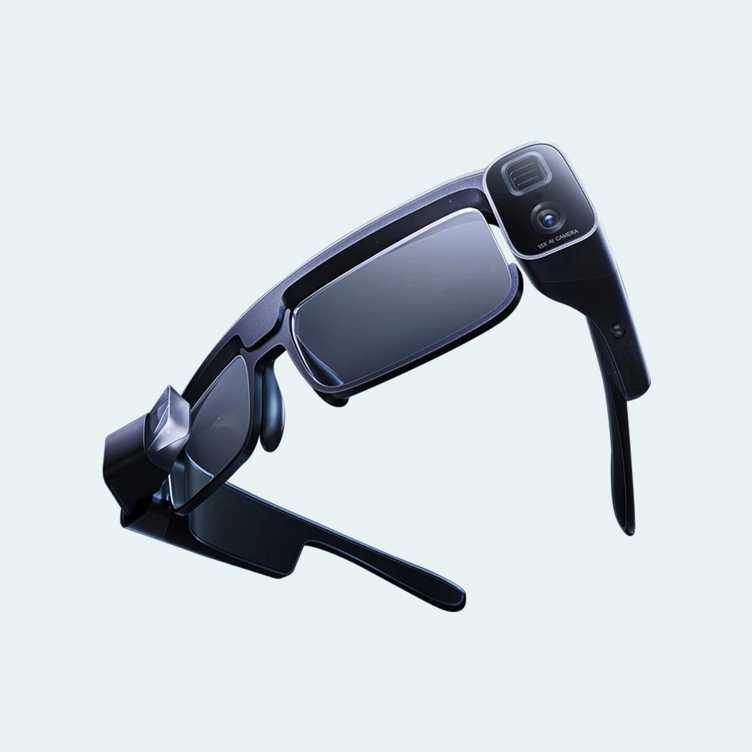 Glasses Camera Mini Cam 1X-15X Hybrid Zoom AR Optical Display System HAF Tracking Built-in Storage