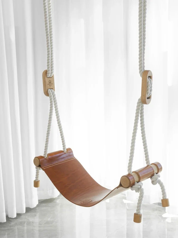 Swing leather swing balcony hanging chair outdoor courtyard