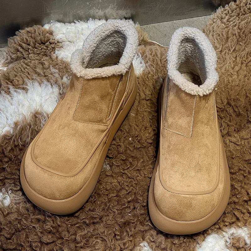 

European American High-end New Frosted Big Toe Thick Soled Snow Boots Youth Warm Plush Boots Retro Casual Lazy Boots