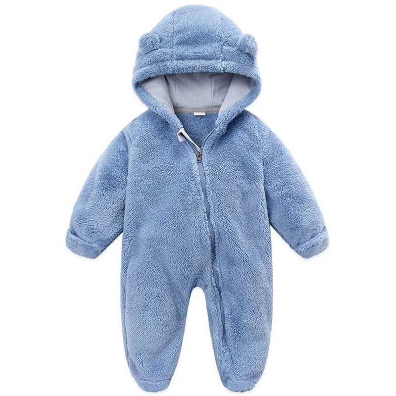 Newborn Baby Boy Girl Romper Autumn Winter Clothes Long Sleeve Hooded Zipper Closure Jumpsuit for Kids Infant Baby Clothing