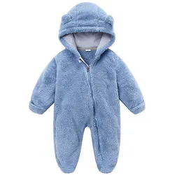 Newborn Baby Boy Girl Romper Autumn Winter Clothes Long Sleeve Hooded Zipper Closure Jumpsuit for Kids Infant Baby Clothing