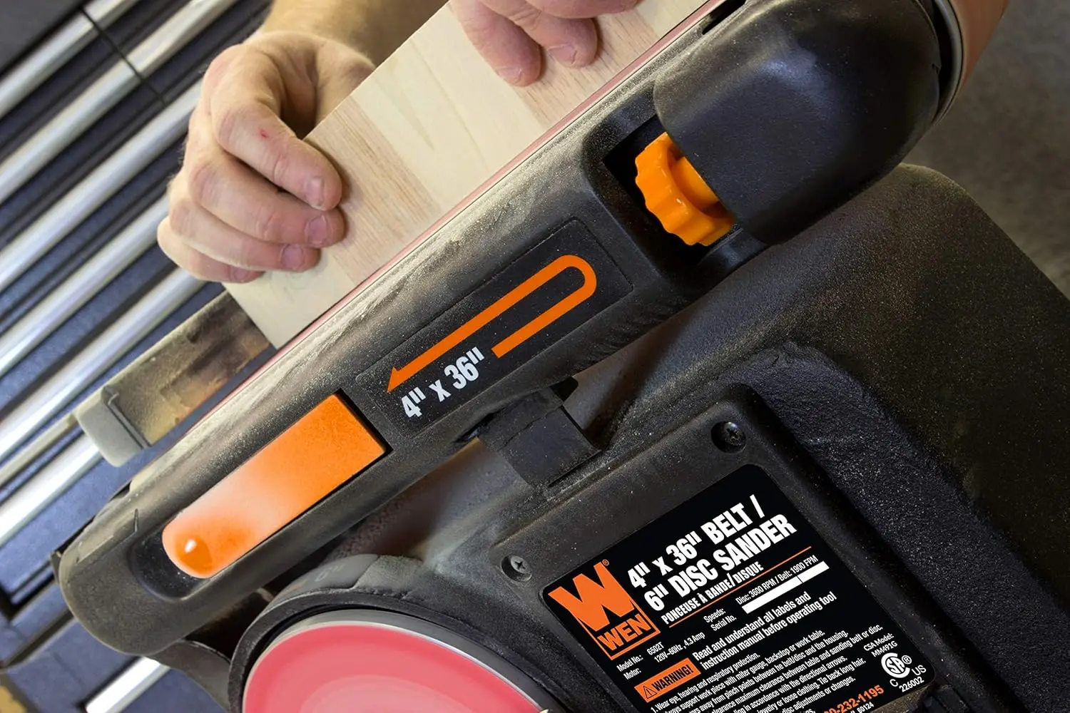 Benchtop Belt and Disc Sander with 4 x 36 in. Belt, 6 in. Disc and Cast Iron Base (6502T)