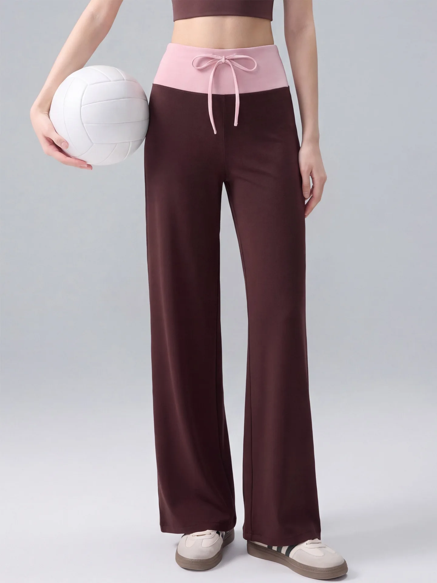 Pilates Casual Pants Drawstring Straight-Leg Yoga Pants Women Breathable SlimVersatile Minimalist Stretchy Fitness Pants.