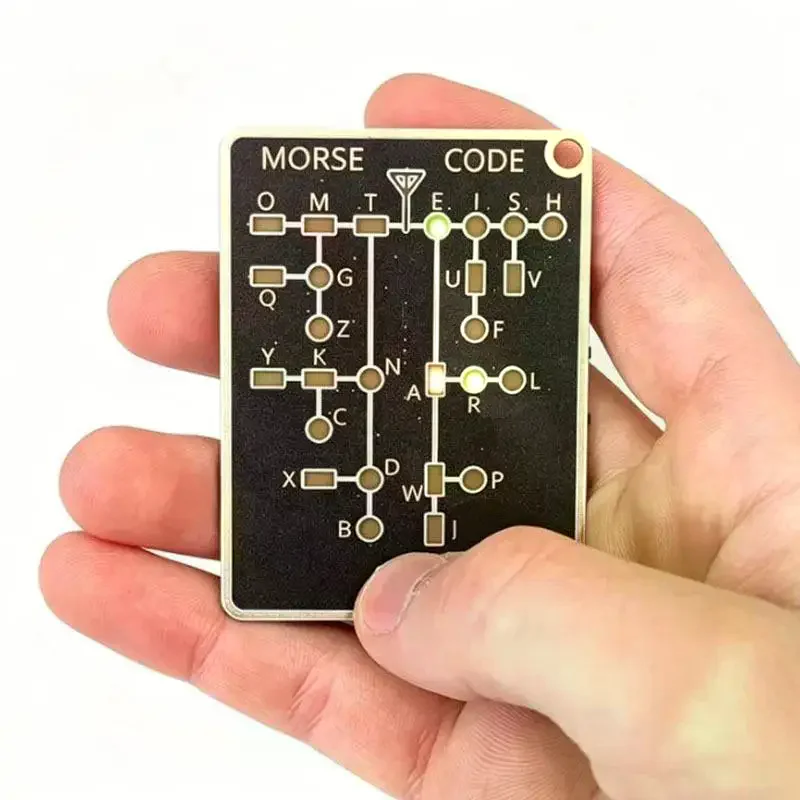 Portable Morse Code Practice Trainer Card Pro LED Interactive Signal Buttons For Adult Telegraph & Encryption Training Tool