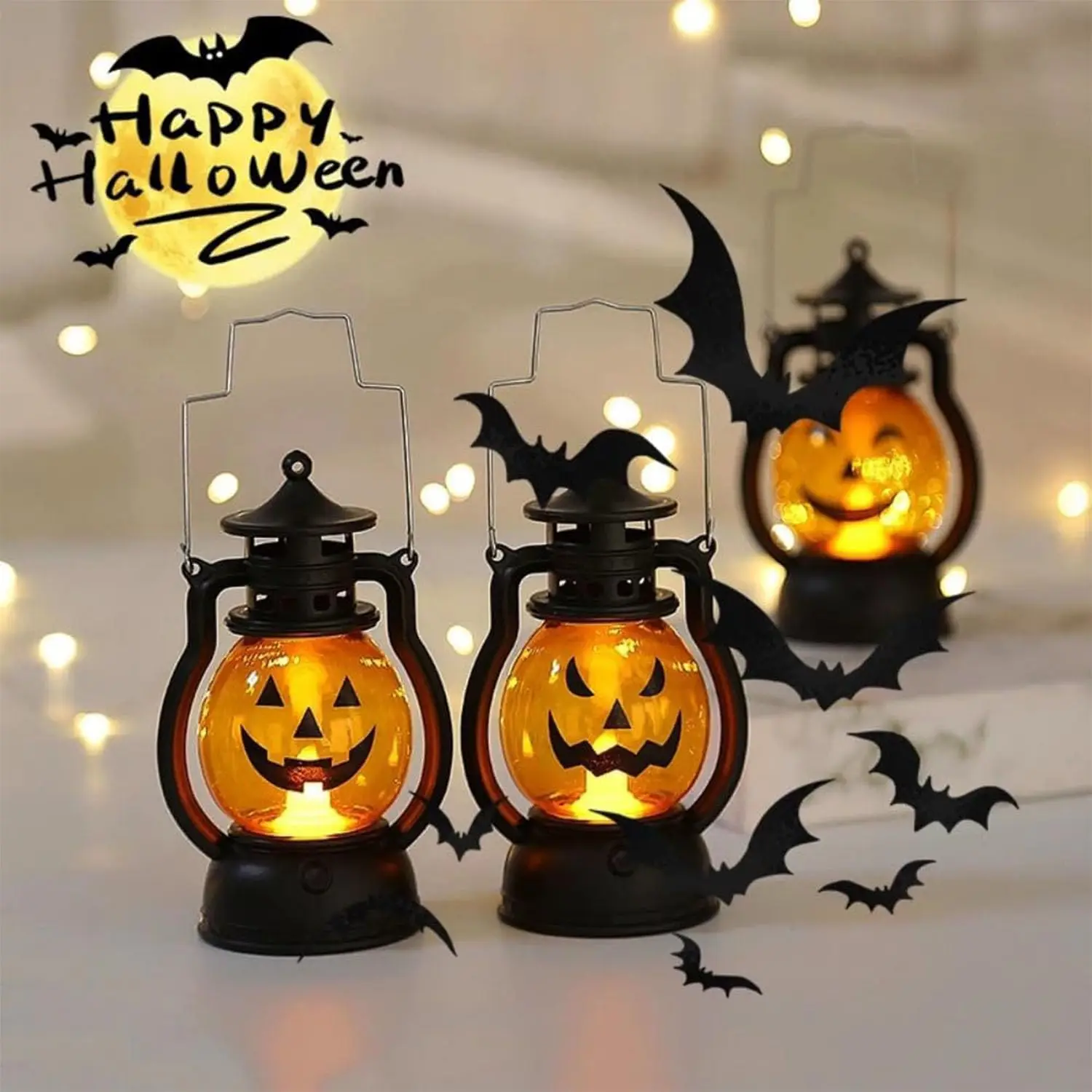 1-20PCS 2026 New Halloween Skull Pumpkin Lantern LED Oil Night Light Portable Handled Lamp Bar Party Scene Decoration Prop