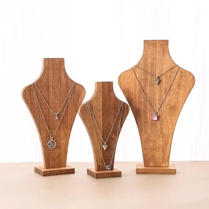 Walnut Wood Detachable Mannequin Necklace Display Rack Pendant Chain Display Bust Unpainted Ornaments Hanging Shelf