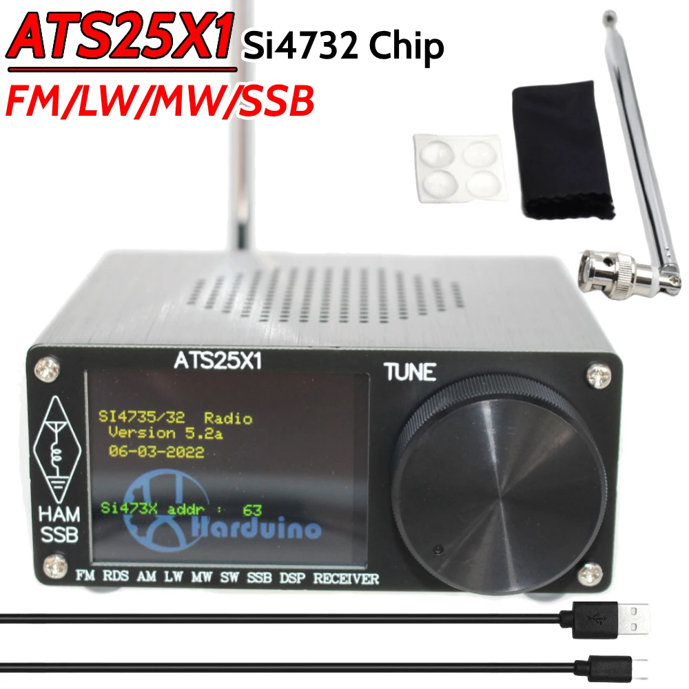 Receptor de Radio DSP de banda completa ATS25X1, receptor FM, Chip Si4732, Radio Digital, pantalla táctil de 2,4 pulgadas, batería integrada con antena