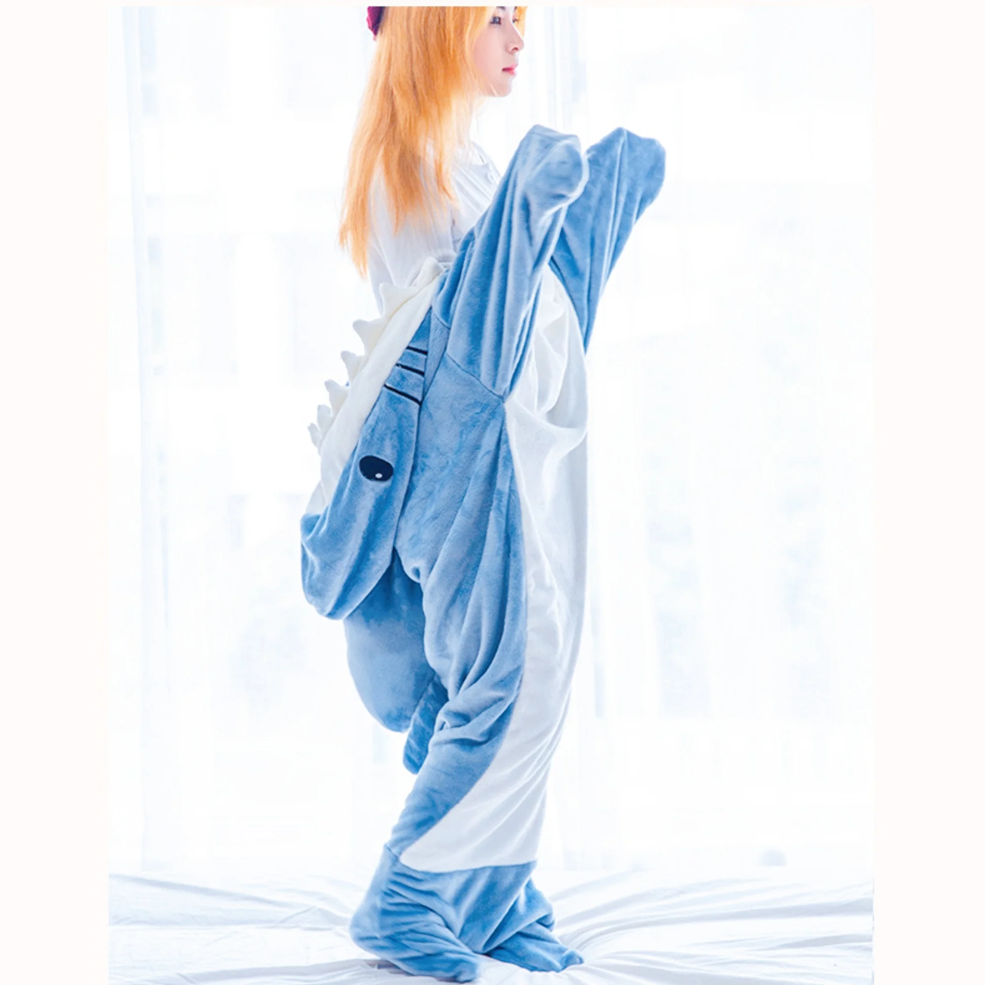 Shark Blanket Hoodie Onesie, Shark Onesie Adult, Shark Sleeping Bag for Kid Facecloth Shark Pajamas Shark Cosplay Cute Shark 3