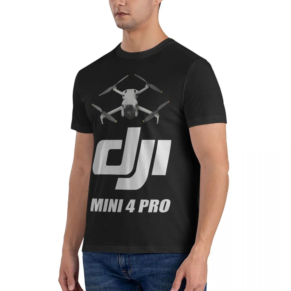 Mini 4 Pro Drone Pilot Owner T Shirts Men Pure Cotton Funny T-Shirts Round Neck DJ Tees Short Sleeve Tops Party