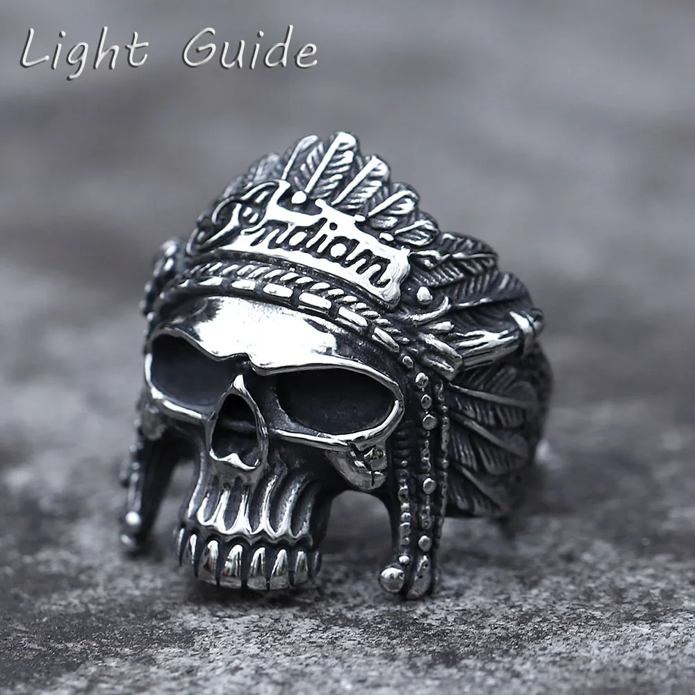 Bagues en acier inoxydable 316L pour hommes, masque indien, crâne, bague Vintage pour adolescents, gothique, punk, motard, bijoux cadeaux, livraison gratuite, nouvelle collection 2022