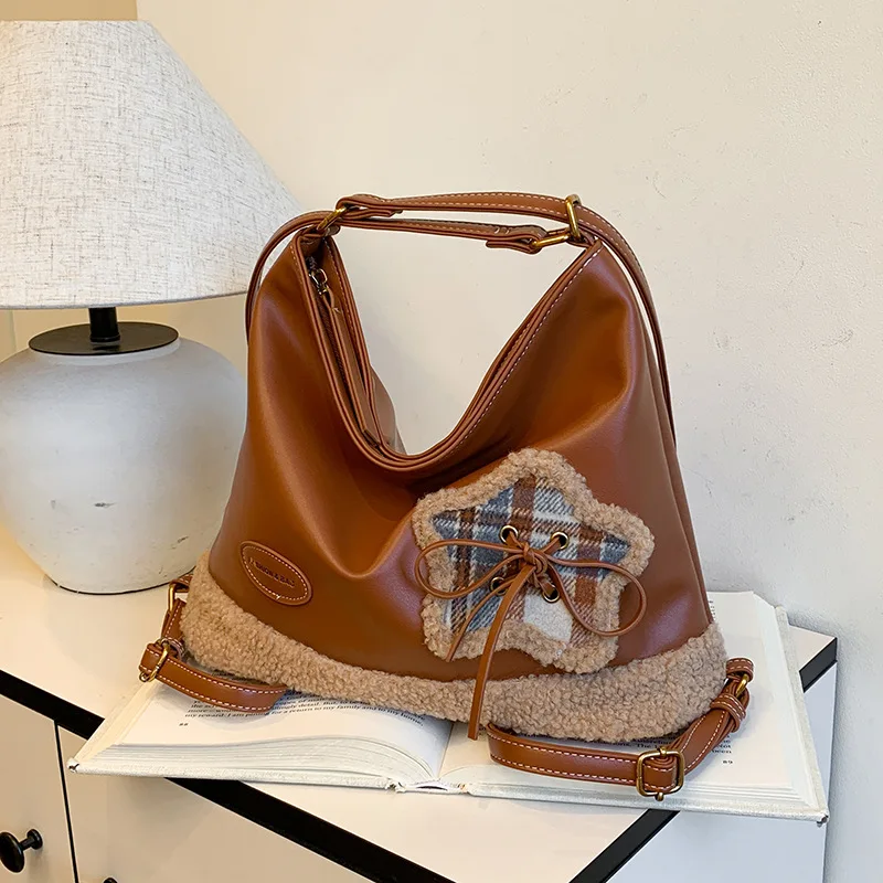 

New Popular Design Bag - Fashion Splicing Plush, Commuter Portable Shoulder Crossbody Tote