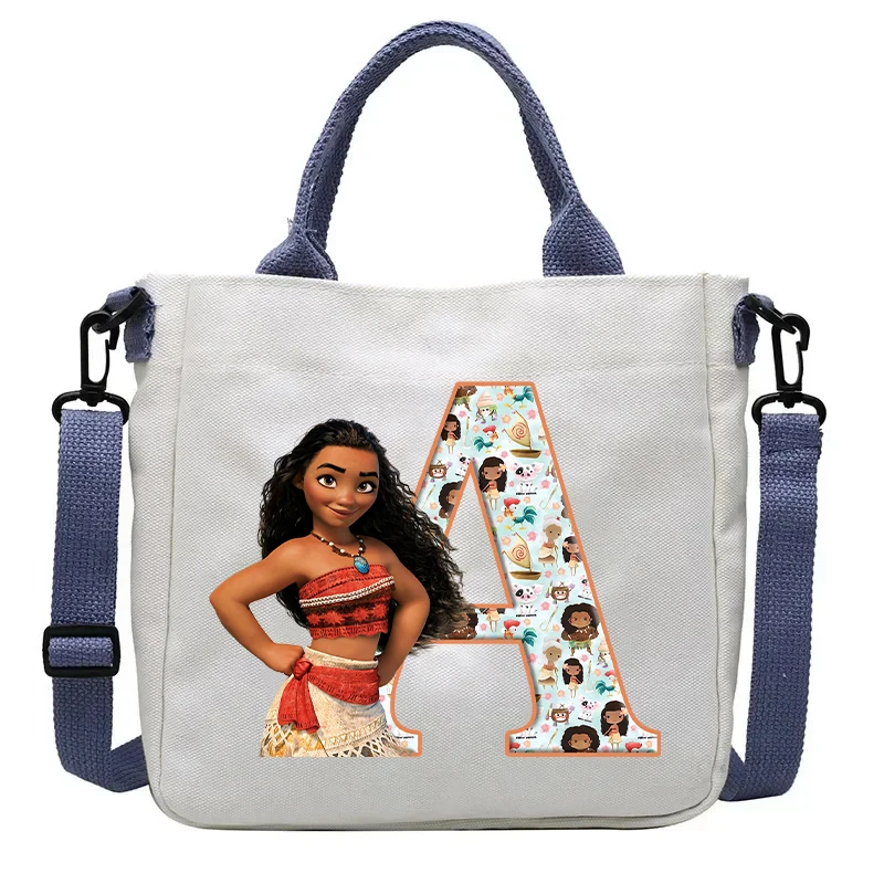 Disney Moana 2 Shoulder Bag Cartoon A-Z Letter Print Crossbody Bags Anime Kawaii Large Capacity Storage Bags Kids Birthday Gifts