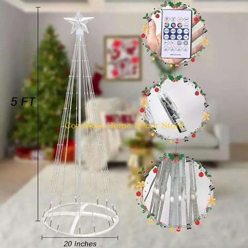 

92MF Красочный металлический светильник для рождественской елки с дистанционным управлением, настенное крепление с