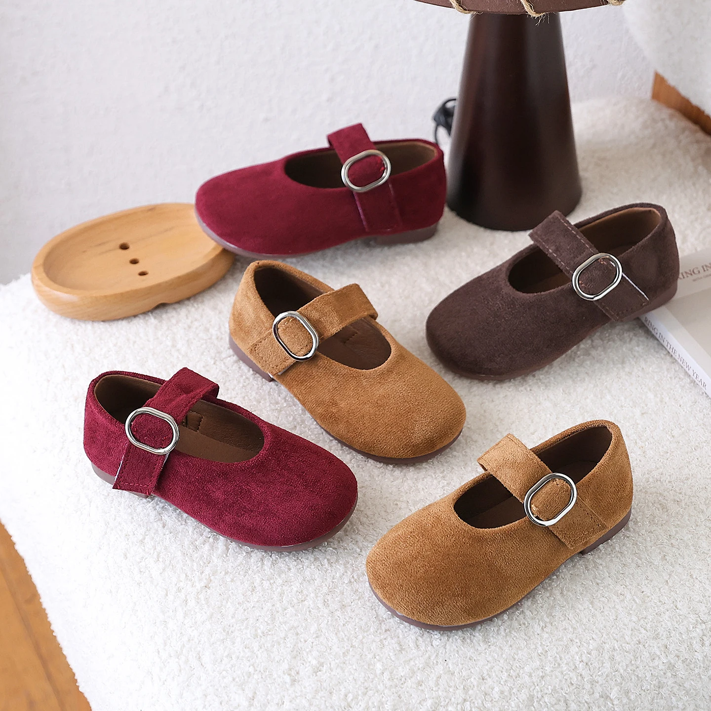 

Autumn Girl's Casual Shoes Hook-loop Round Toe Shallow Daily Kid's Flat Shoe Solid Colors Anti-slip Stylish Comfy Children Shoe