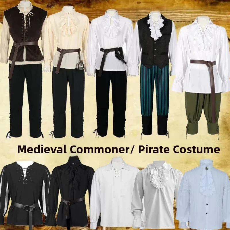 European Court Men's Vintage Tailcoat Medieval Gothic loween Suit Farmer Set Men's Costume Ethnic Stage Costume