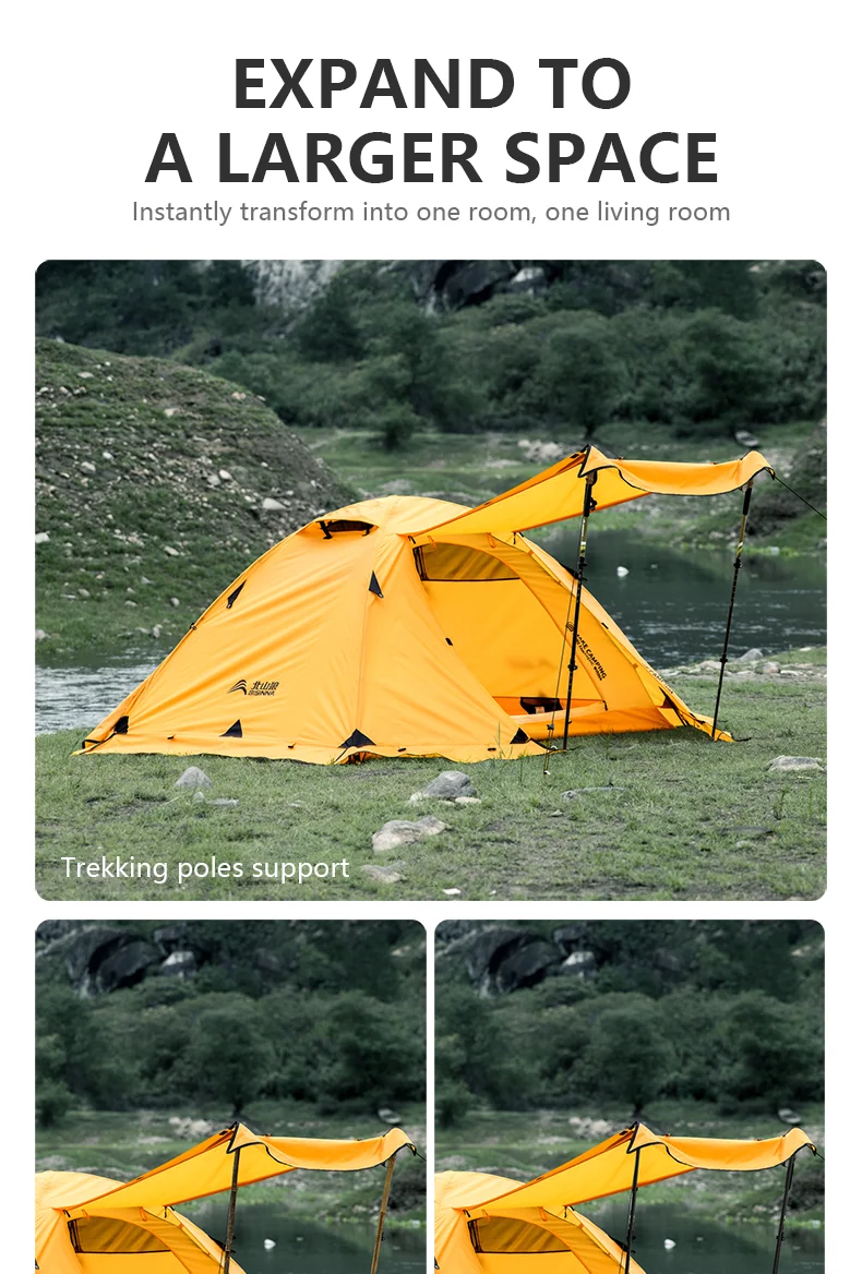 BISINNA 4-Jahreszeiten-Campingzelt mit Schneerock, 2-Personen-Doppelschicht-Aluminium-Stangenzelt für Outdoor-Rucksack, Picknick, Wandern – Detail 7