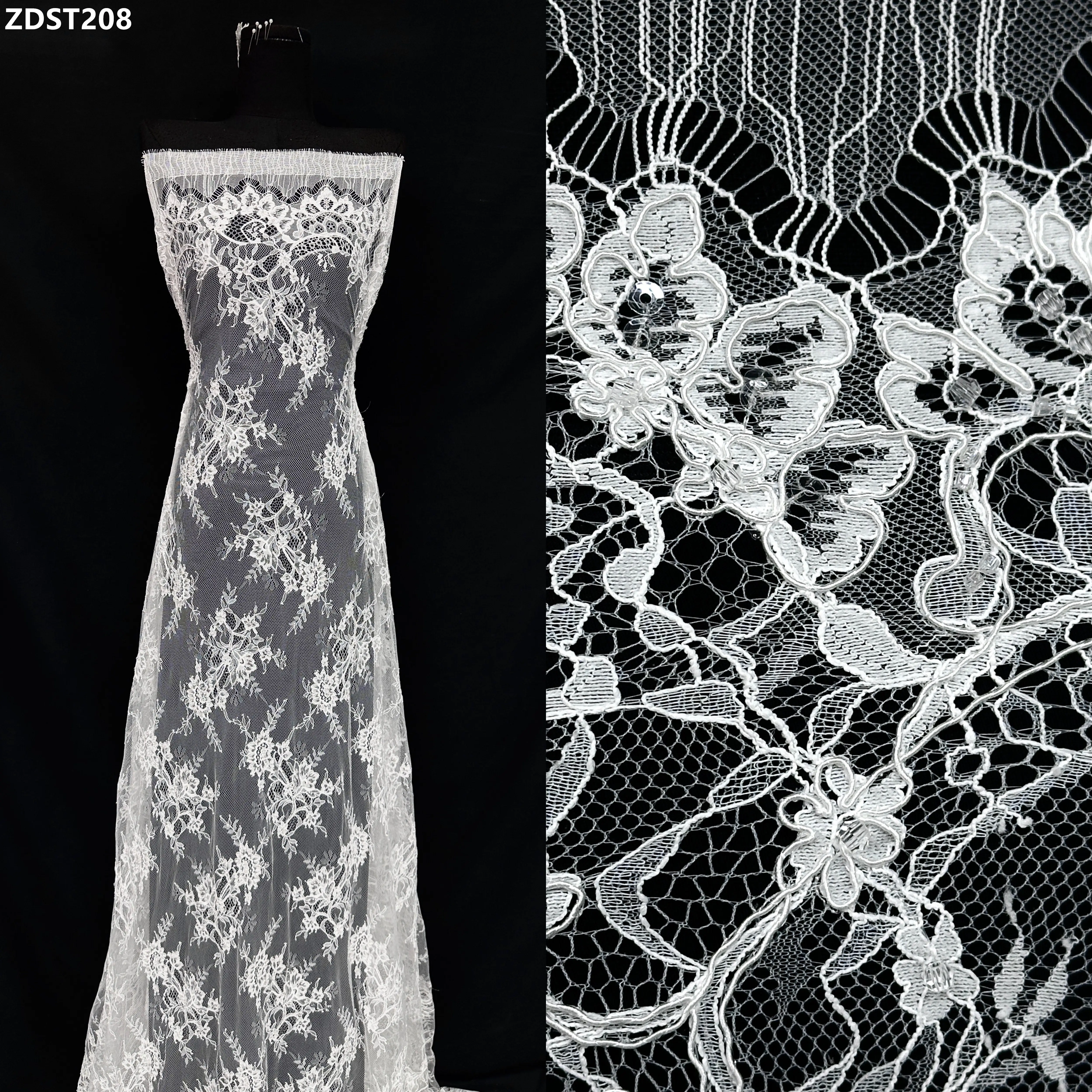 

3.3 Yards Luxury African Lace Fabric for Bride Dress Sequin Nigerian Embroidery French Tulle Mesh Net Wedding Fabric