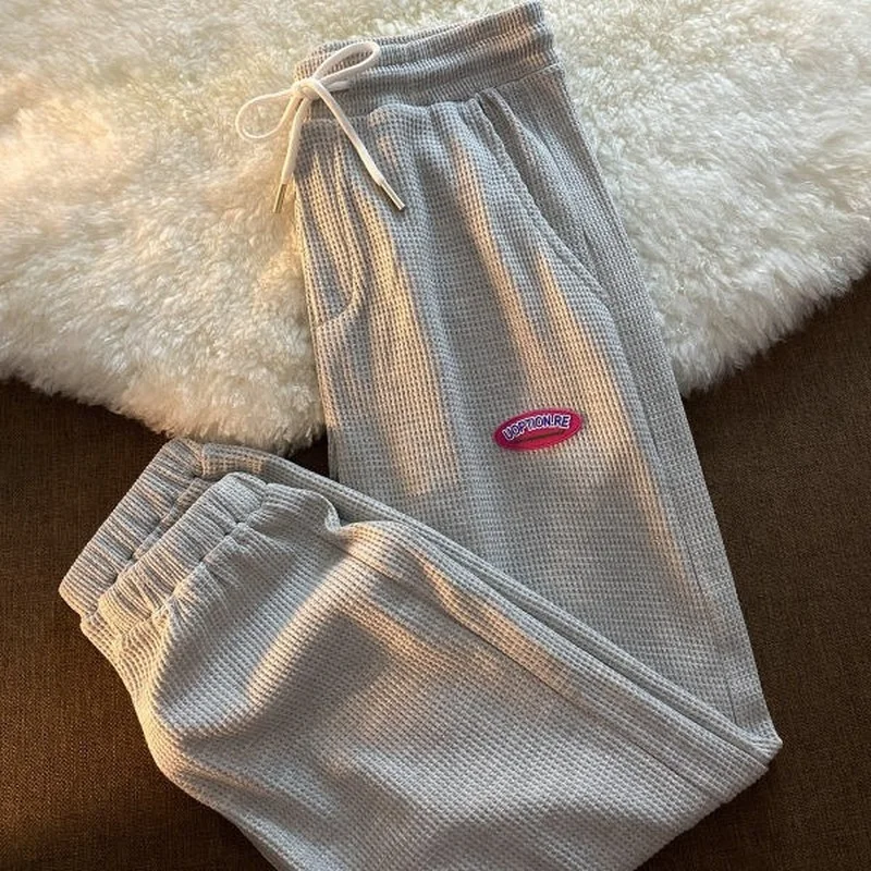 

Повседневные уличные брюки, женские модные длинные широкие брюки в стиле Харадзюку, однотонные, простые, с высокой талией, на шнурке, милые джоггеры для женщин и девочек, новинка