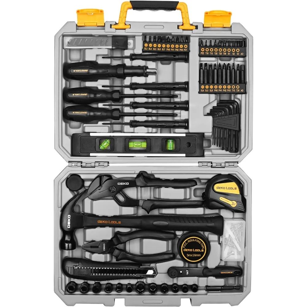 

DEKOPRO 150 Piece Tool Set, General Household Hand Tool Kit, Home Repair Tool Kit with Plastic Toolbox Storage Case