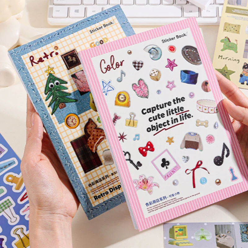 50 Sheets Aesthetic Retro Sticker Boo Colorful Cartoon Decals for Journaling Scrapbooking Laptop Water Bottle Planner Stickers