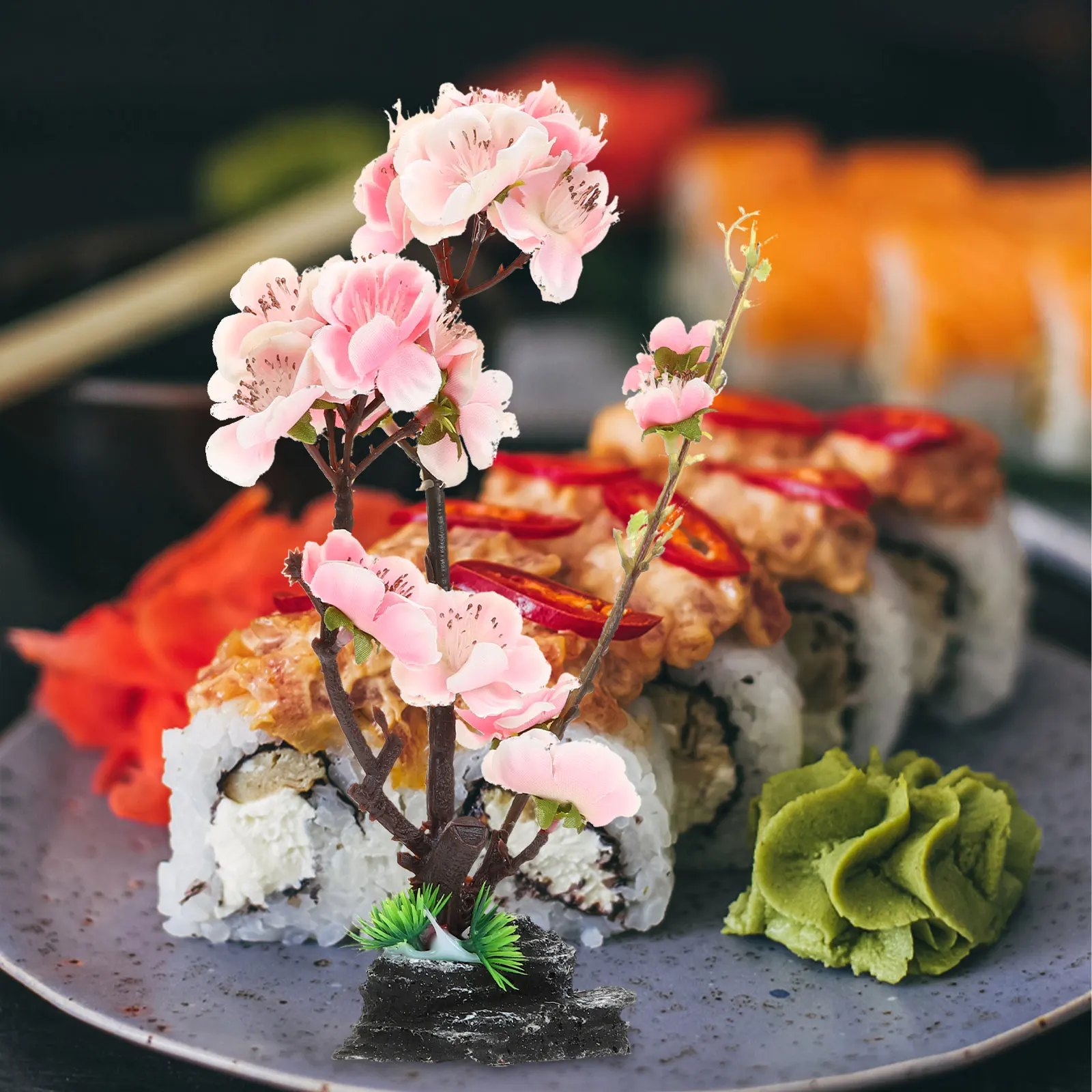 

Artificial Decoration Lifelike Serving Plate Ornament Fake Flower Plate Flower Decor For Japanese Restaurant Long Lasting