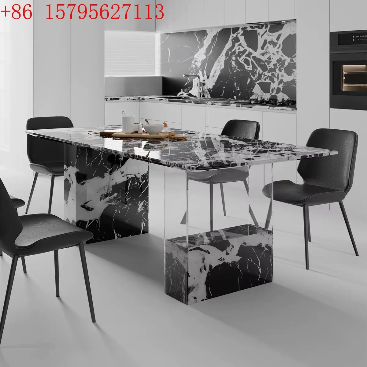 

Прямоугольный обеденный стол Наполеон из натурального мрамора, светлый роскошный акриловый обеденный стол для маленькой квартиры