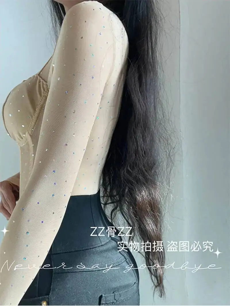 봄 신상 브이넥 메쉬 투명 허리 조임 섹시 긴팔 여성 롬퍼 의류 바디수트 점프수트 섹시 여성 4Q97