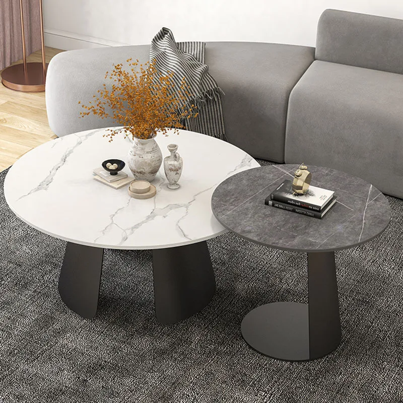 Round Black Coffee Tables Modern Design Marble Hotel Low Nordic Coffee Table Living Room Minimalist Mesa Auxiliar Furniture