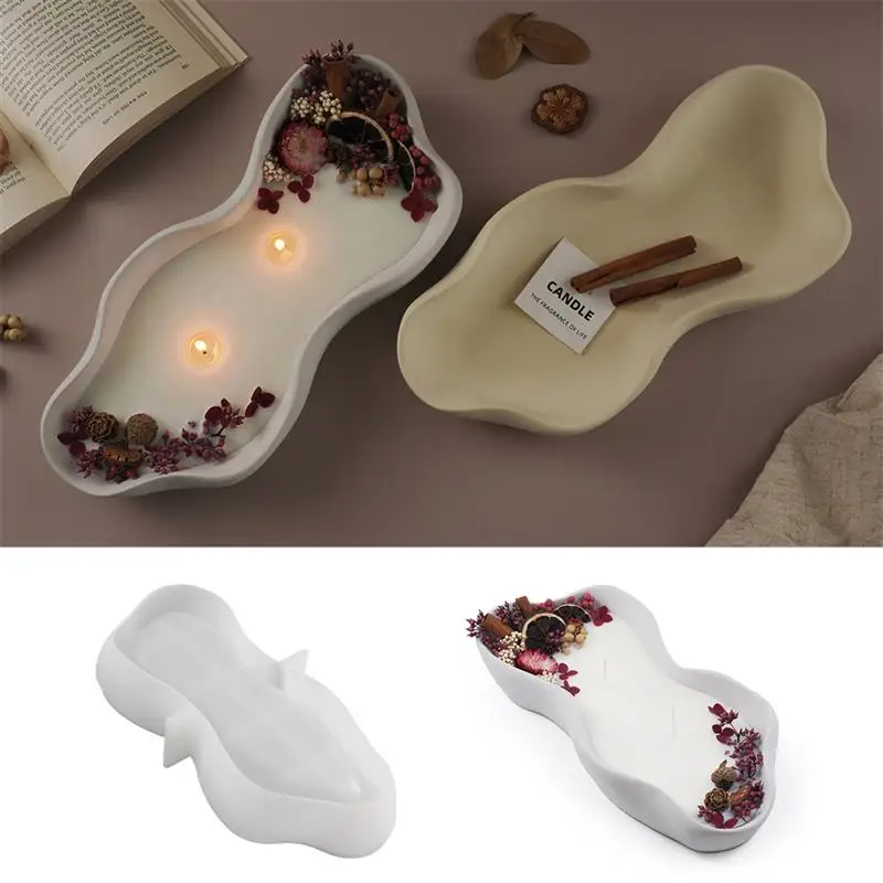 River Shape Candle Vessel Concrete Mold Boat Shaped Gardening Plant Pot Cement Mold Cloud Storage Tray Gypsum Silicone Mold